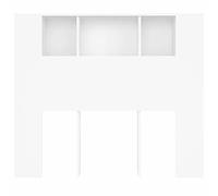 Armadietto con testiera bianca con portaoggetti integrato, libreria e ripiani espositivi, elegante tabellone per letto, 120 x 18,5 x 104,5 cm, perfetto per abbellire e decorare il tuo spazio