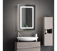 Armadietto da bagno a LED con interruttore touch, funzione di memoria intelligente, soluzione di archiviazione a parete (50 x 13 x 70 cm) - Vanità moderna per arredo bagno.