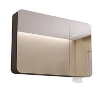 Armadietto da bagno a LED con specchio illuminato, 3 ante, montaggio a parete o incasso, design moderno grigio, dimensioni: 78 x 71 x 12,7 cm, elegante contenitore per medicinali da bagno
