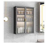 Armadietto da bagno a parete a 3 ripiani, in metallo, con 2 ante e ripiani, versatile, per bagno, cucina, soggiorno, finitura nera