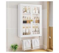 Armadietto da bagno a parete con barra portasciugamani in vetro, organizer per sopra il WC, in metallo, per sala da pranzo, soggiorno, cucina, elegante e funzionale