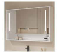 Armadietto da bagno a parete con specchio LED e illuminazione, elegante vanità salvaspazio, design moderno, perfetto per la decorazione della casa e nization.