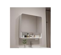 Armadietto da bagno a parete con specchio, superficie riflettente ad alta definizione, ampio spazio di archiviazione, facile installazione, design multifunzionale (bianco, 68 cm)