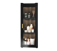 Armadietto da bagno a parete, in acciaio al carbonio, da appendere, con chiusura magnetica, ideale per lavabo o lavandini (colore: nero, 30 x 14 x 70 cm)