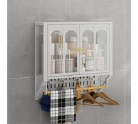 Armadietto da bagno a parete, in acrilico, con anta in acrilico, mensola stretta a 1/2 livelli, senza trapano, per bagno, camera da letto, cucina.