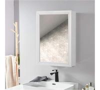 Armadietto da bagno a parete in alluminio a specchio | 2 ripiani multiuso Sto con porta singola | Ideale per bagno e soggiorno | Bianco | 50 x 69,8 cm