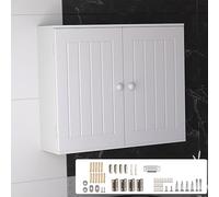 Armadietto da bagno a parete, salvaspazio, in legno, 60 x 50 x 15 cm, bianco, da appendere per una gestione efficiente del bagno