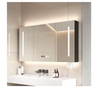 Armadietto da bagno a specchio, armadietto per medicine a parete con anta a specchio e ripiani aperti, contenitore incorniciato per bagno, soggiorno, cucina