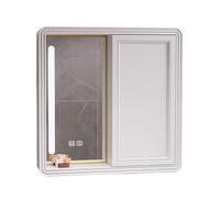 Armadietto da bagno a specchio con LED anti-appannamento, multi-livello, porta scorrevole a parete, angoli arrotondati, pre-cablato, per installazione sopra il lavandino (B 60 x 13 x 70)