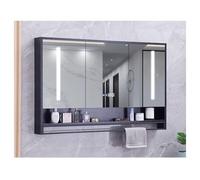 Armadietto da bagno a specchio con luce LED, organizer da parete con funzione di smorzamento, 100 x 75 cm, design moderno per risparmiare spazio ed eleganti soluzioni di archiviazione.