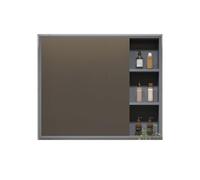Armadietto da bagno a specchio da parete con specchio HD integrato, grigio 60 cm, elegante organizer per medicine per piccoli spazi