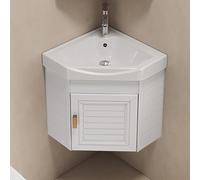 Armadietto da bagno ad angolo con lavabo, montaggio a parete, design con lavabo per lavaggio a mano, combinazione di rubinetti caldi e freddi, ampio spazio per piccoli spazi
