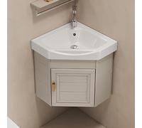 Armadietto da bagno ad angolo con lavabo, montaggio a parete, design con lavabo per lavaggio a mano, combinazione di rubinetti caldi e freddi, ampio spazio per piccoli spazi