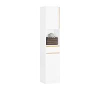 Armadietto da bagno alto bianco con cassetto e 2 ante, altezza 170 cm, per bagno a nizza, larghezza 35 x profondità 33 cm, ideale salvaspazio BZR80-W