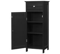 Armadietto da Bagno Autoportante 35x30x87cm, con Cassetto Anta Ripiani Regolabili a 7 Livelli, Mobiletto Bagno Salvaspazio Multiuso, con Dispositivo Antiribaltamento, per Ingresso Soggiorno (NERO)