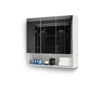Armadietto da bagno bianco a 3 ante con 1 ripiano aperto, soluzione elegante per piccoli spazi, ideale per l'organizzazione del bagno e del bagno