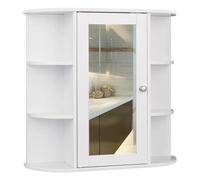 Armadietto da bagno bianco da 1 pezzo, pensile da parete con specchio, armadio in MDF, ripiano per WC, bagno BIANCO