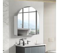 Armadietto da bagno bianco da parete con ripiano portapenne, armadietto portaoggetti a specchio singolo, per bagno e bagno, design elegante e funzionale, soluzione salvaspazio