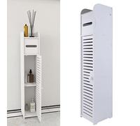 Armadietto da bagno bianco, mobiletto da bagno autoportante, mobile da bagno moderno multiuso a 2 ripiani, mobile da bagno ad angolo ad anta singola, sottile ed ecologico, in schiuma di PVC