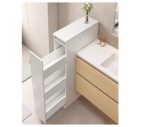 Armadietto da bagno compatto, autoportante con cassetto e ripiani estraibili per lavanderia e piccoli spazi, design stretto per un'organizzazione efficiente
