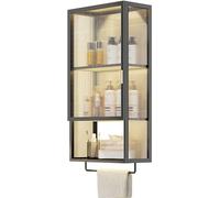 Armadietto da bagno con barra porta asciugamani, organizer salvaspazio da parete per lavanderia, mensola da cucina e armadietto dei medicinali, armadietto da toeletta, senza fori sopra il WC, per