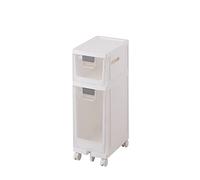 Armadietto da bagno con cassetti, carrello portaoggetti da pavimento stretto e alto, con cassetti e ruote trasparenti, armadio sottile di grande capacità per piccoli spazi e spazi