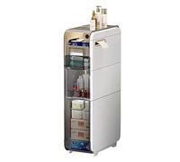 Armadietto da bagno con cassetti trasparenti e rotelle, organizer stretto per carta igienica e accessori da bagno