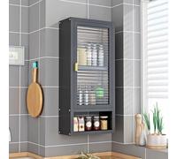 Armadietto da bagno con chiusura magnetica, con pannello semitrasparente regolabile, ideale per cucina e sopra il WC (nero, 30 x 14 x 70 cm)