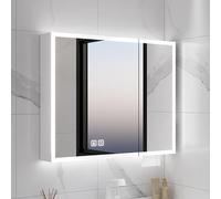 Armadietto da bagno con illuminazione a LED, antinebbia, montaggio a parete, moderno specchio da bagno con luci per la massima organizzazione e stile del bagno