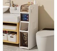 Armadietto da bagno con pattumiera, mobile, in plastica, grande capacità, per bagno, cucina e soggiorno, soluzione salvaspazio