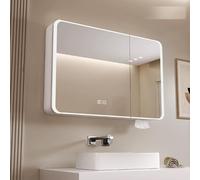 Armadietto da bagno con specchiera e luce,specchio bagno contenitore con Anti-Appannamento,Alluminio Armadietto Bagno di Stoccaggio Specchio,Specchio bagno contenitore,Buco di carta,Espositore di bell