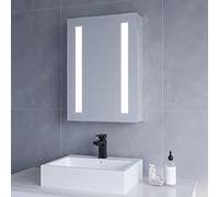 Armadietto da bagno con specchio, 50 x 70 x 13 cm (larghezza x altezza x profondità), in alluminio, con presa a LED, illuminazione a infrarossi, dimmerabile, anti-appannamento, luce bianca fredda