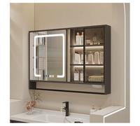 Armadietto da bagno con specchio a LED, 70 x 70 cm, con contenitore a parete, anti-appannamento, elegante vanità per bagni moderni, design elegante a parete, perfetto per la decorazione della casa