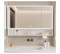 Armadietto da bagno con specchio a LED a 3 ante, chiusura ammortizzata, montaggio a parete, design moderno, non richiede attrezzi, 60 x 70 cm