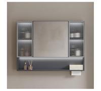 Armadietto da bagno con specchio a LED con ripiani, montaggio a parete, elegante mobiletto da bagno moderno, design salvaspazio, elegante specchio con illuminazione.