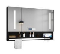 Armadietto da bagno con specchio a LED da parete, con anta a specchio, non si appanna, da appendere, bianco, 70 x 80 cm (larghezza x altezza), design moderno per bagni eleganti