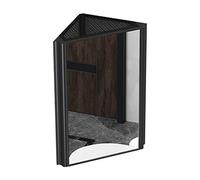Armadietto da bagno con specchio angolare salvaspazio da parete, armadietto triangolare per articoli da toeletta, in alluminio resistente, elegante finitura nera, 33 x 33 x 63 cm