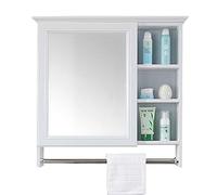 Armadietto da bagno con specchio, da parete, rettangolare, con portasciugamani, 5 scomparti, 69 cm, 1 pezzo