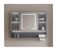 Armadietto da bagno con specchio e illuminazione a LED, con antiappannamento, elegante armadietto per medicinali con ampio spazio per oggetti essenziali (larghezza 110 x altezza 70 cm)