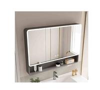 Armadietto da bagno con specchio e illuminazione a LED, multifunzione, con 3 ante da appendere, 70 cm, elegante specchio cosmetico per ottimizzare lo spazio