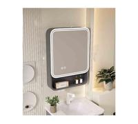 Armadietto da bagno con specchio e illuminazione a LED, multifunzione, con 3 ante da appendere, 70 cm, elegante specchio cosmetico per ottimizzare lo spazio