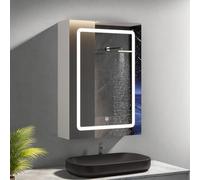Armadietto da Bagno con Specchio e LED illuminazione, semplice porta 70x14x50cm Armadio WC Specchio con ripiano regolabile, temperatura di colore regolabile, interruttore del sensore tattile, bianco