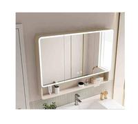 Armadietto da bagno con specchio e luci LED, con doppia anta a specchio, funzione anti-appannamento, design a parete, 40 cm