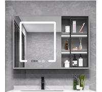 Armadietto da bagno con specchio illuminato, antiappannamento, montaggio a parete, per grandi oggetti, ideale per camere da letto e corridoi