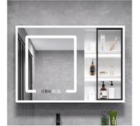 Armadietto da bagno con specchio illuminato, antiappannamento, montaggio a parete, per grandi oggetti, ideale per camere da letto e corridoi