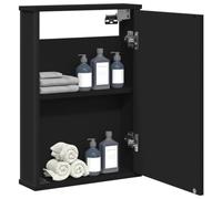 Armadietto da bagno con specchio nero, 42 x 12 x 60 cm, in legno con montaggio a parete e specchio trasparente, design elegante con ampio spazio per gli utensili da bagno