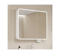 Armadietto da bagno con specchio per medicinali con illuminazione a LED, regolabile, tricolore, dimmerabile, luce nascosta, finitura bianca, 60 cm, moderno Spiegelschrank