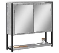 Armadietto da bagno grigio Sonoma 60 x 16 x 60 cm, in legno con montaggio a parete e specchio trasparente, design elegante con ampio spazio per articoli da toeletta