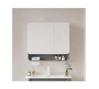 Armadietto da bagno illuminato a specchio con design salvaspazio per uso sopra il WC, 90 cm di larghezza x 70 cm di altezza, soluzione moderna di vanità grigia