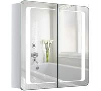 Armadietto da bagno illuminato a specchio con luci LED, presa rasoio, cuscinetto antiappannamento e sensore per case moderne